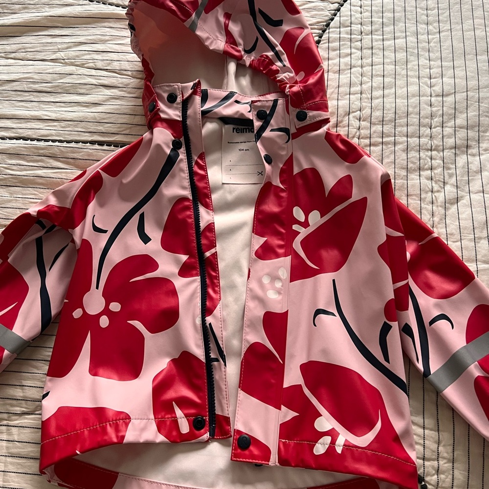 Reima Kids' Pink & Red Floral Raincoat